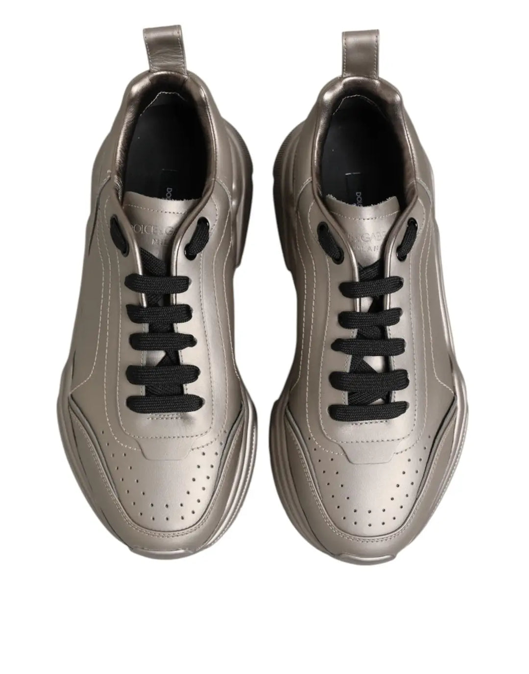 Dolce &amp; Gabbana Silver DAYMASTER Leather Men Sneakers Shoes
