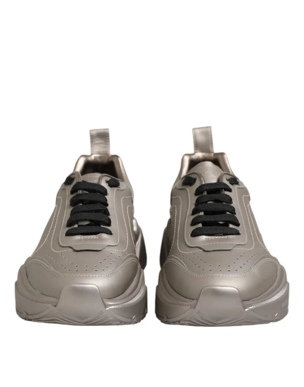 Dolce & Gabbana Silver DAYMASTER Leather Men Sneakers Shoes