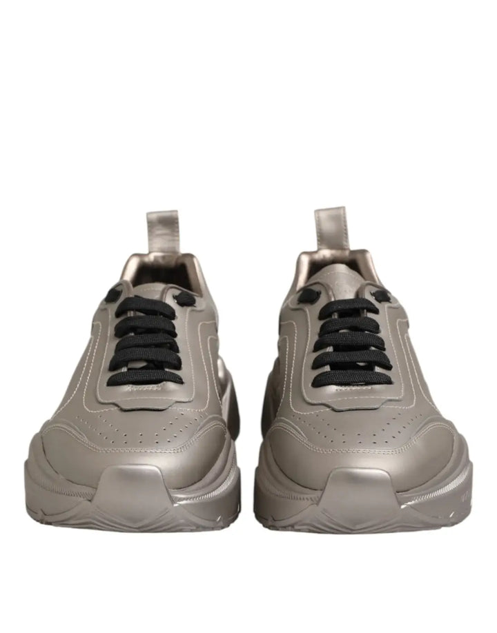 Dolce &amp; Gabbana Silver DAYMASTER Leather Men Sneakers Shoes