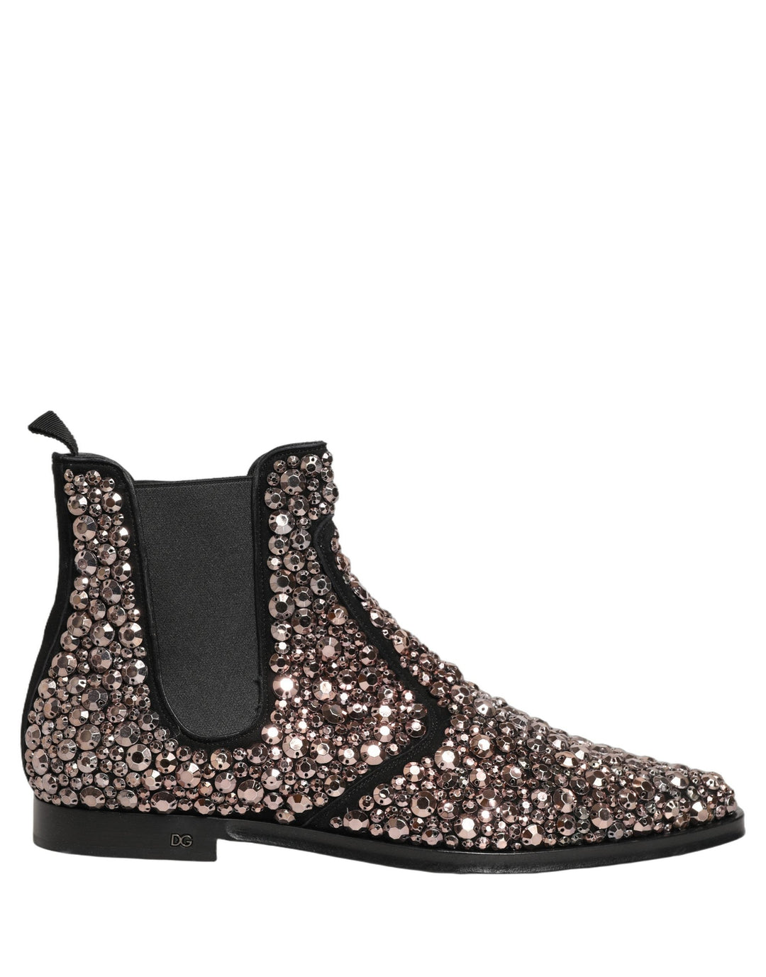 Dolce &amp; Gabbana Silver Embellished Chelsea Ankle Boots Shoes