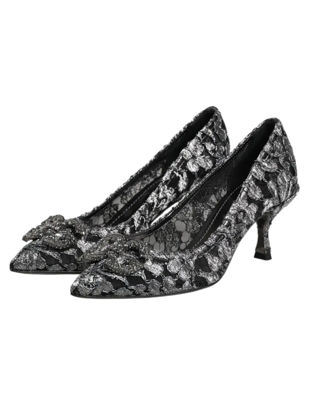 Dolce &amp; Gabbana Silver Lace DG Amore Heels Pumps Shoes