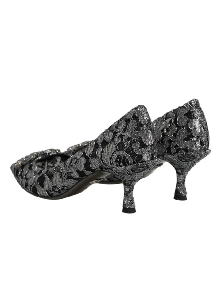 Dolce &amp; Gabbana Silver Lace DG Amore Heels Pumps Shoes