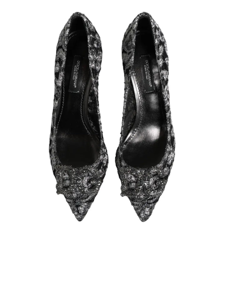 Dolce &amp; Gabbana Silver Lace DG Amore Heels Pumps Shoes