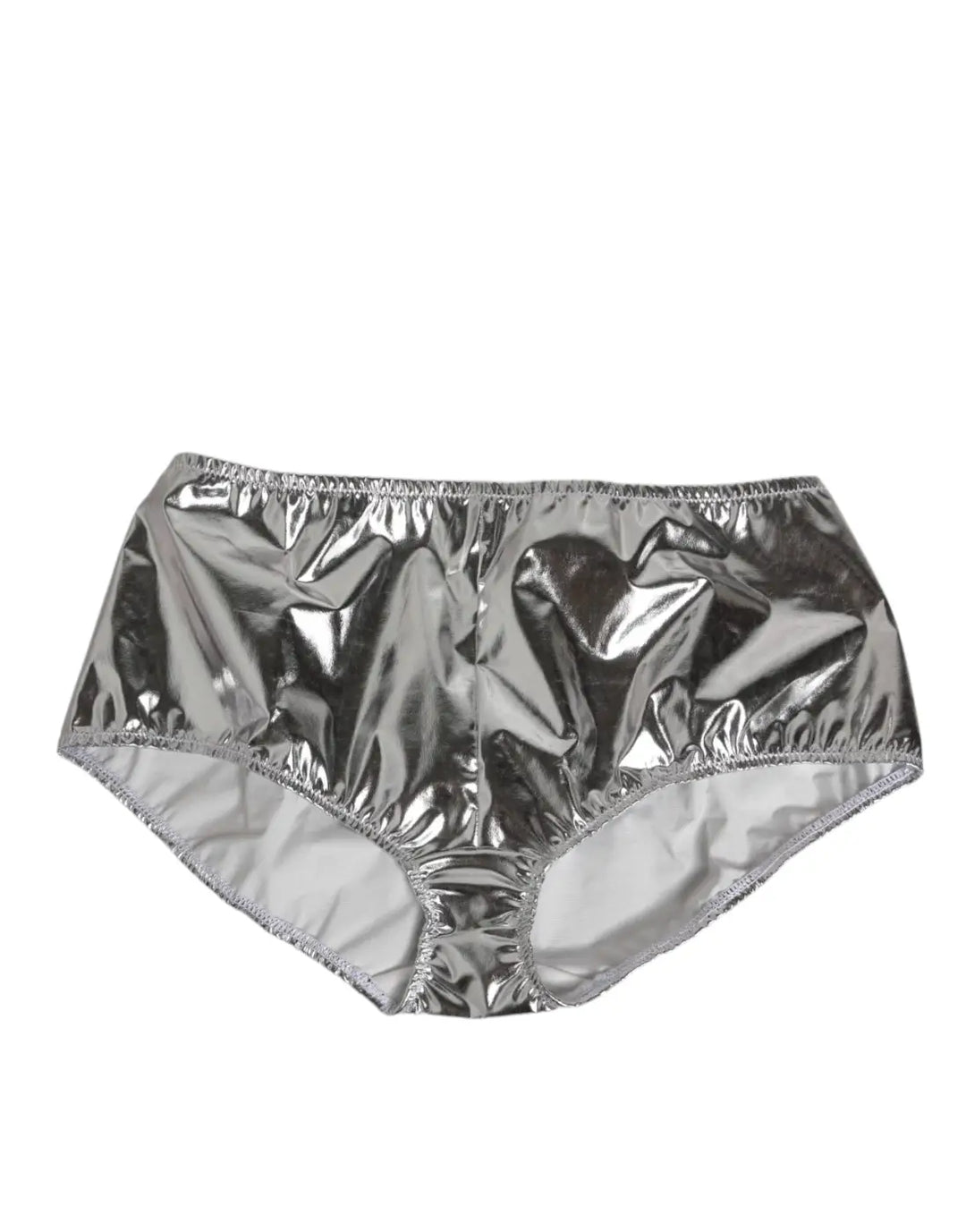 Dolce &amp; Gabbana Silver Metallic High Waist Bikini Bottom Women Underwear