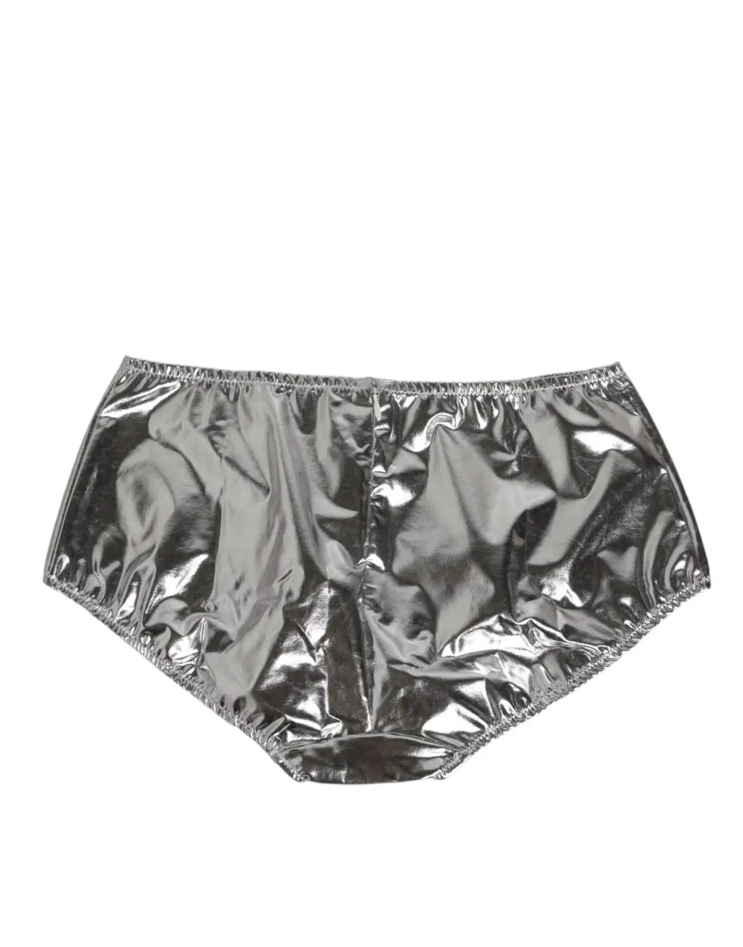 Dolce &amp; Gabbana Silver Metallic High Waist Bikini Bottom Women Underwear