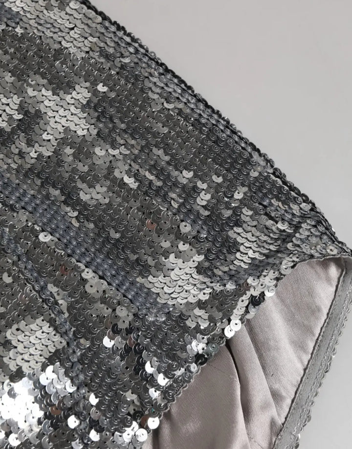 Dolce &amp; Gabbana Silver Nylon Sequined Slip Girdle Panty Underwear