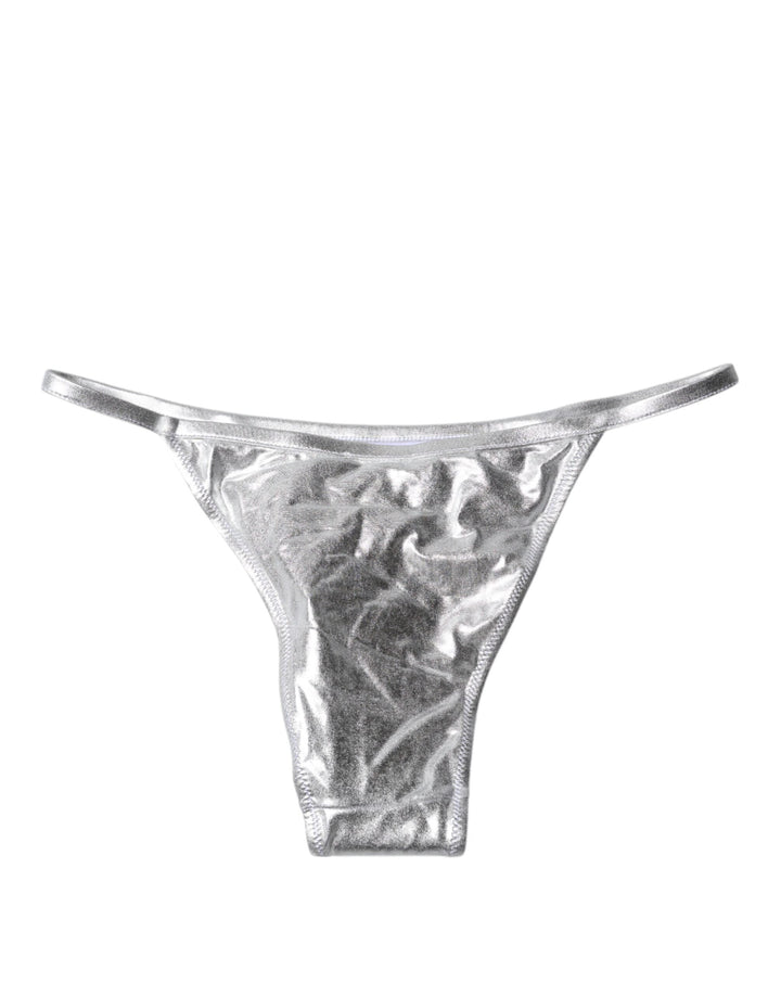 Dolce &amp; Gabbana Silver Polyester Beachwear Bikini Bottom Swimwear - Women’s