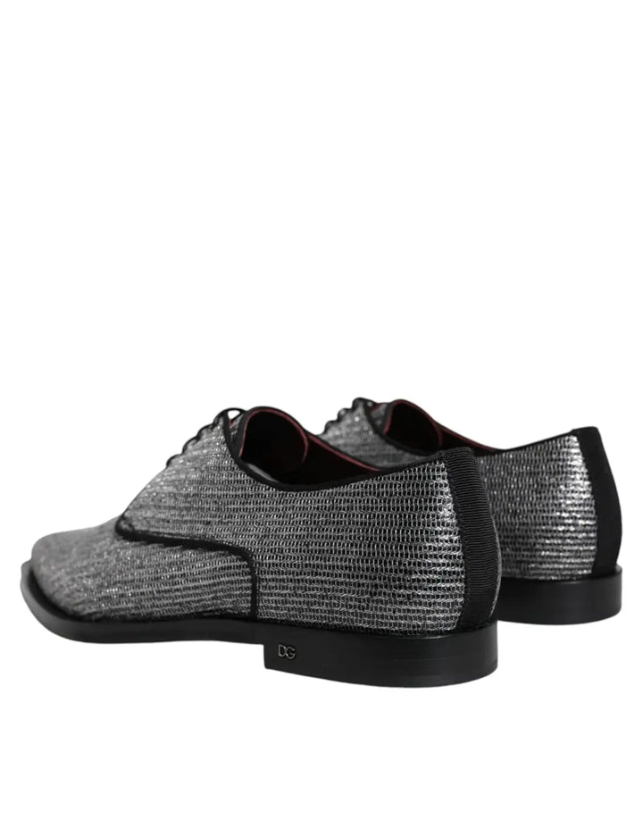 Dolce &amp; Gabbana Silver Polyurethane Derby Formal Dress Shoes