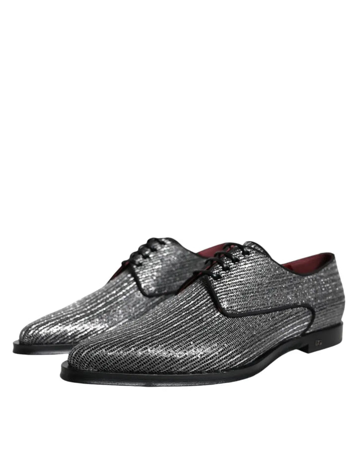 Dolce &amp; Gabbana Silver Polyurethane Derby Formal Dress Shoes