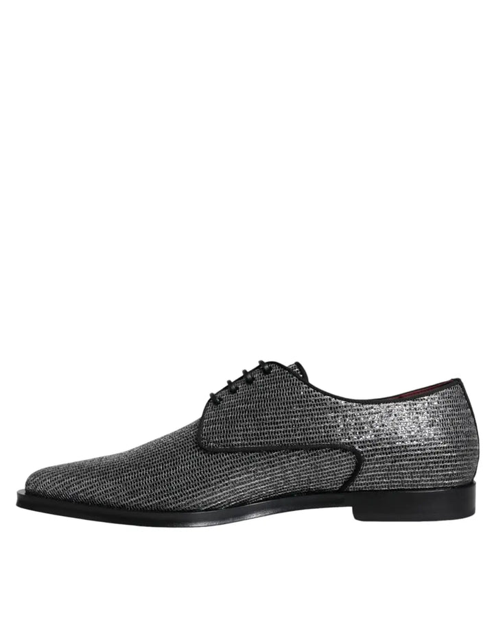 Dolce &amp; Gabbana Silver Polyurethane Derby Formal Dress Shoes