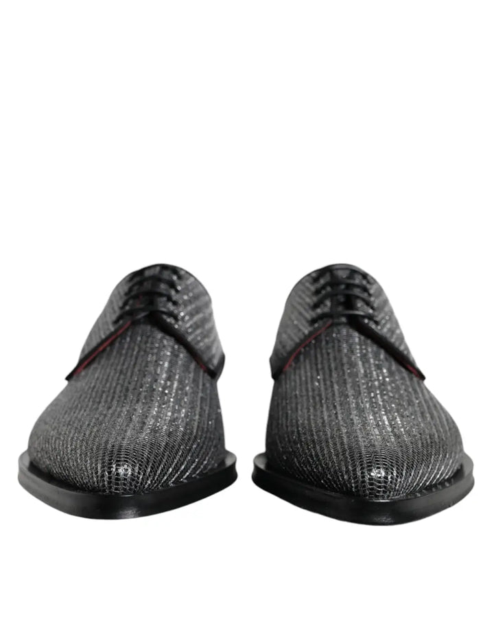 Dolce &amp; Gabbana Silver Polyurethane Derby Formal Dress Shoes