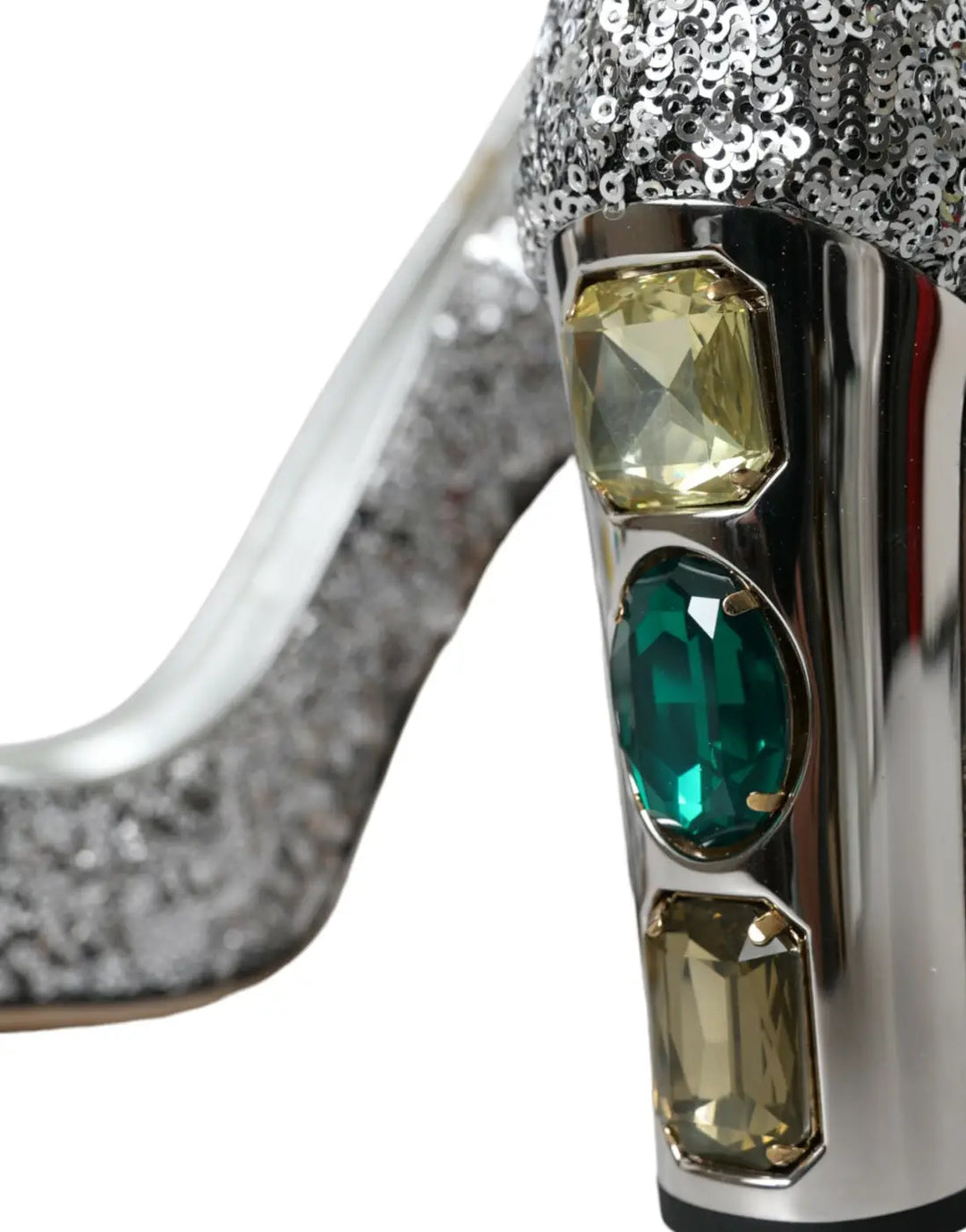 Dolce &amp; Gabbana Silver Sequin Embellished Heels Pumps Shoes