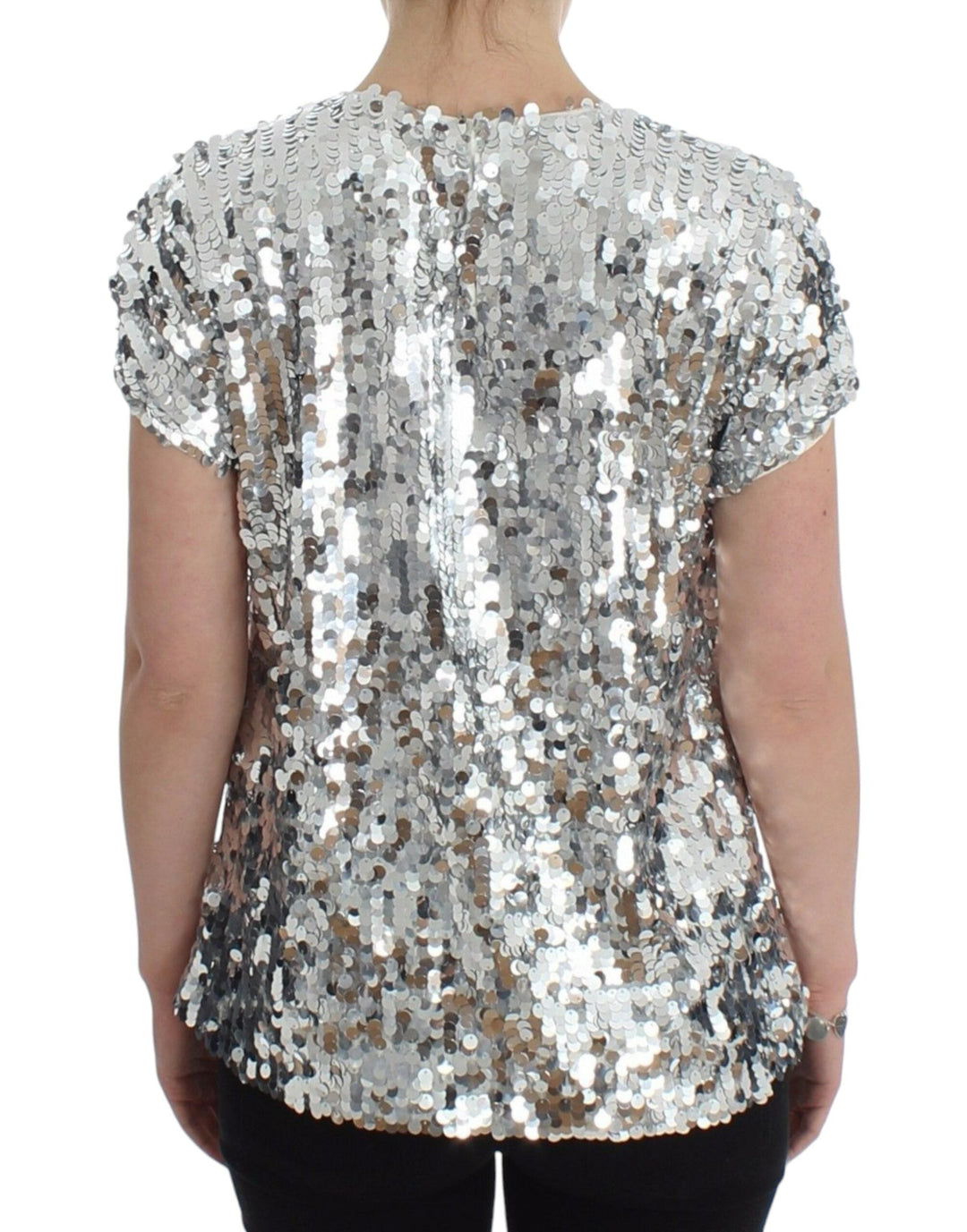 Dolce &amp; Gabbana - Silver Sequined Crewneck Blouse T-shirt Top