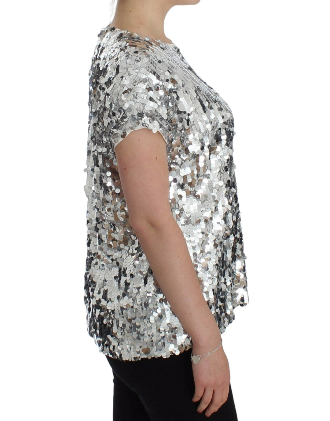 Dolce &amp; Gabbana - Silver Sequined Crewneck Blouse T-shirt Top