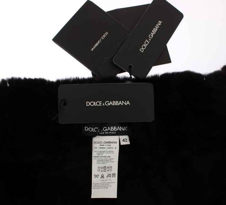 Dolce &amp; Gabbana Silver Sequined Floral Weasel Fur Shoulder Scarf Wrap