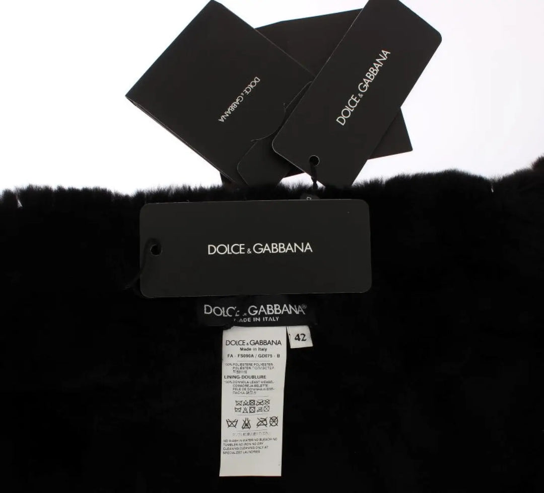 Dolce &amp; Gabbana Silver Sequined Floral Weasel Fur Shoulder Scarf Wrap