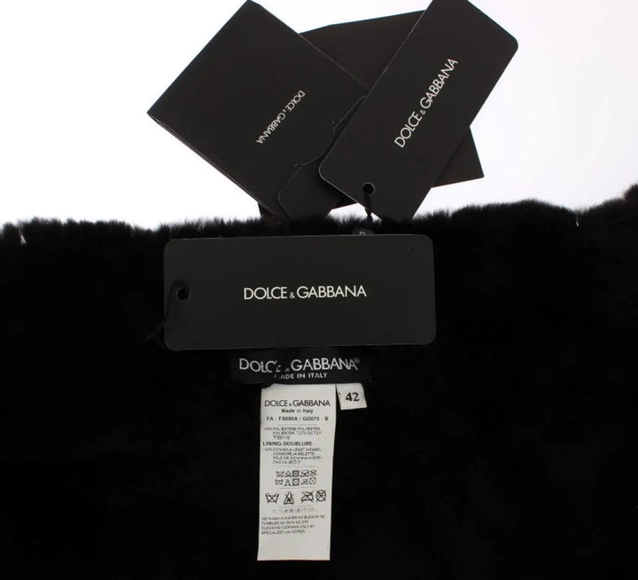 Dolce &amp; Gabbana Silver Sequined Floral Weasel Fur Shoulder Scarf Wrap