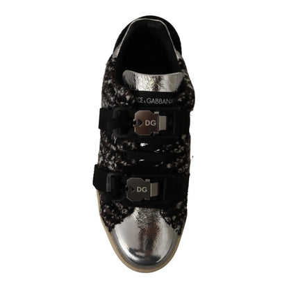 Dolce Gabbana Silver Sneakers Shine With Luxe Appeal &