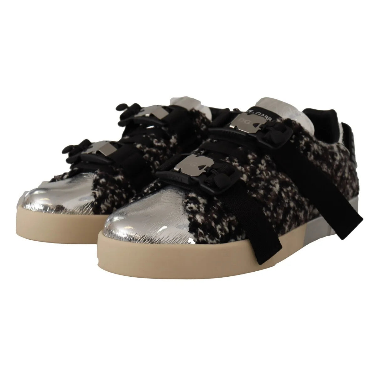 Dolce Gabbana Silver Sneakers Shine With Luxe Appeal &