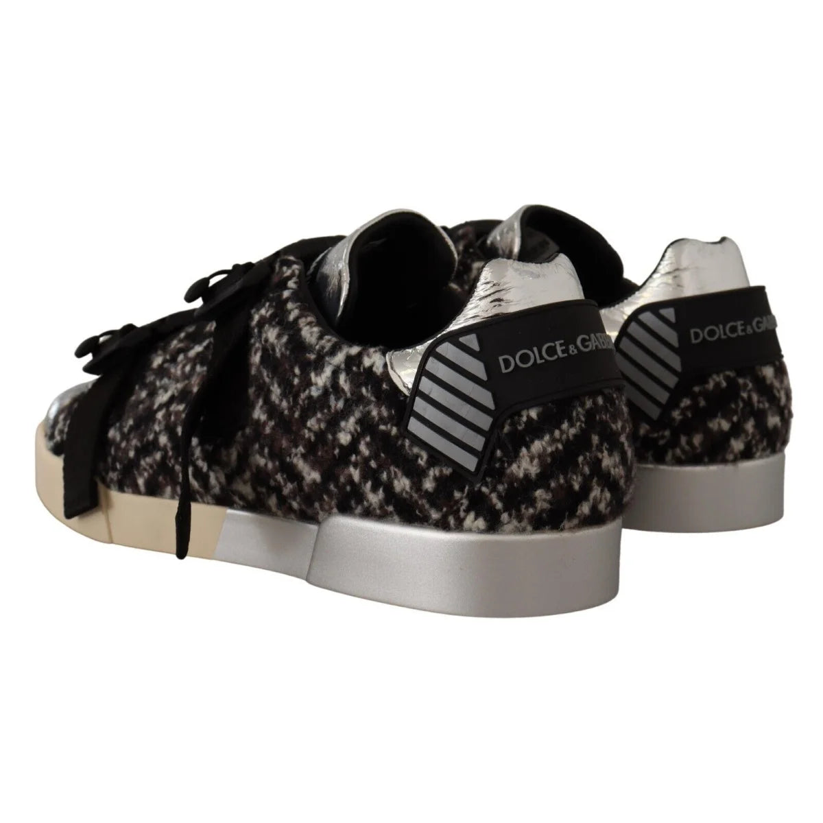 Dolce Gabbana Silver Sneakers Shine With Luxe Appeal &
