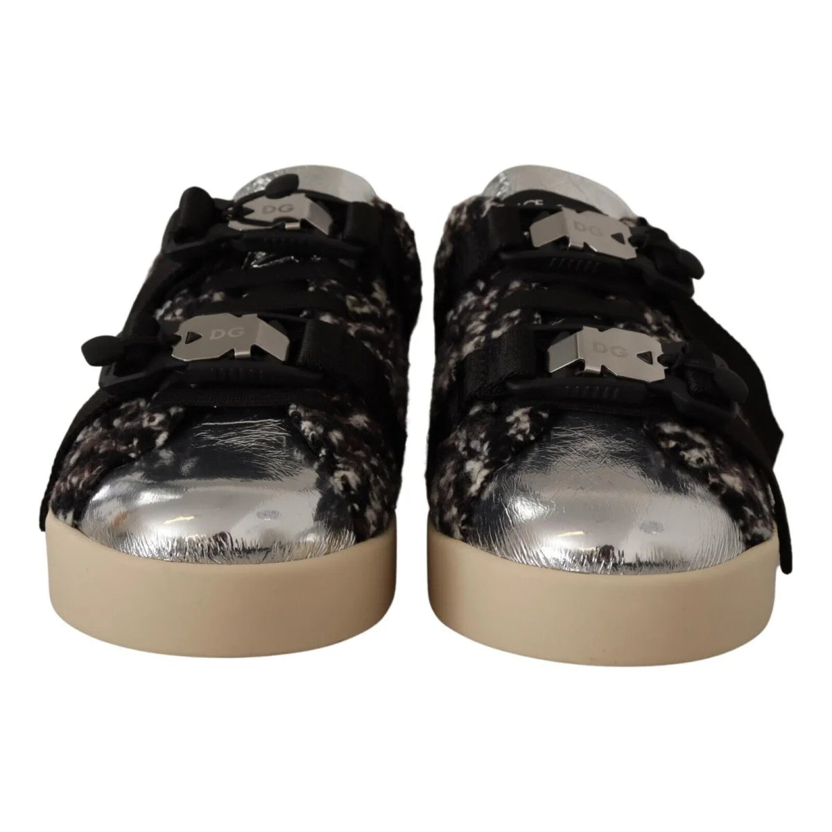 Dolce Gabbana Silver Sneakers Shine With Luxe Appeal &