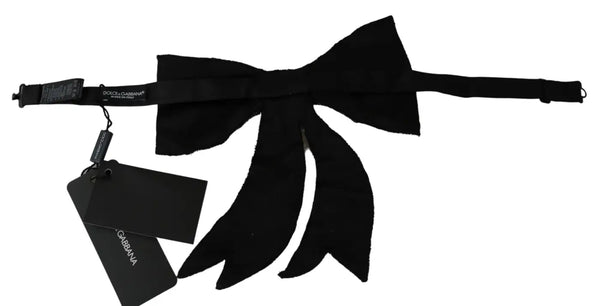 Dolce & Gabbana Silver Tone 100% Silk Crystal Embellished Women Bowtie