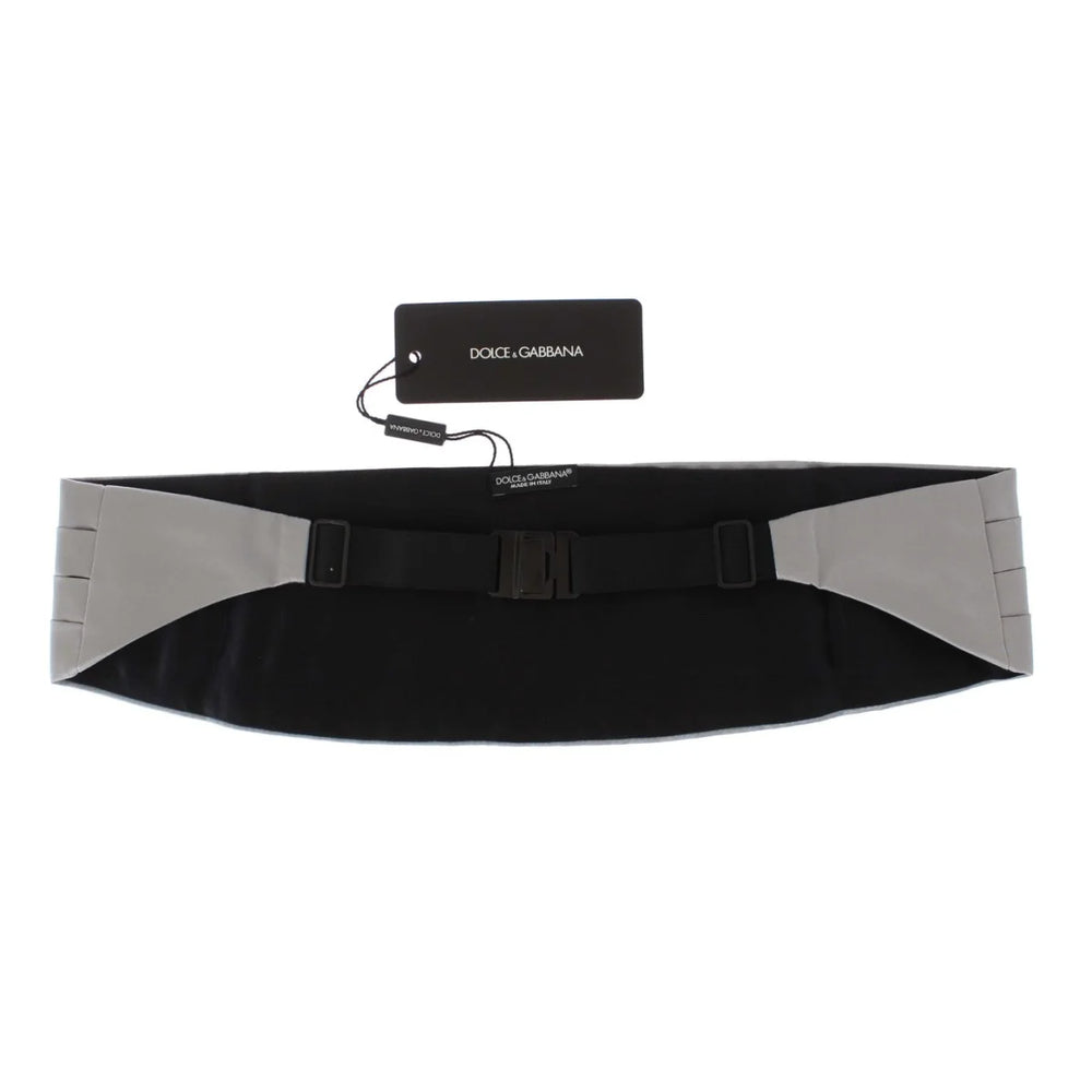 Dolce & Gabbana Silver Wide Belt Silk Cummerbund