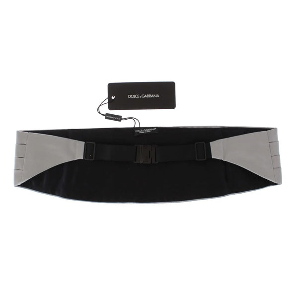 Dolce & Gabbana Silver Wide Belt Silk Cummerbund