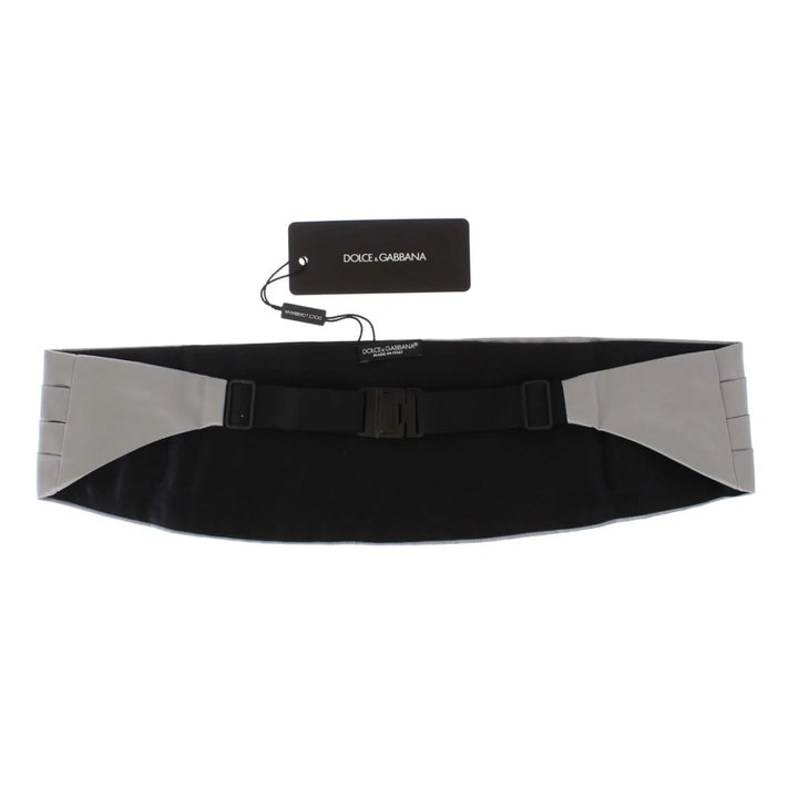 Dolce & Gabbana Silver Wide Belt Silk Cummerbund