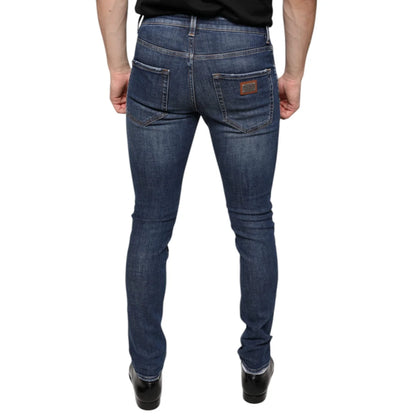 Dolce Gabbana Skinny Denim Jeans Italian Luxury in Dark Blue &