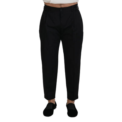 DOLCE & GABBANA Sleek Black Dress Pants with Side Buckle Dolce Gabbana