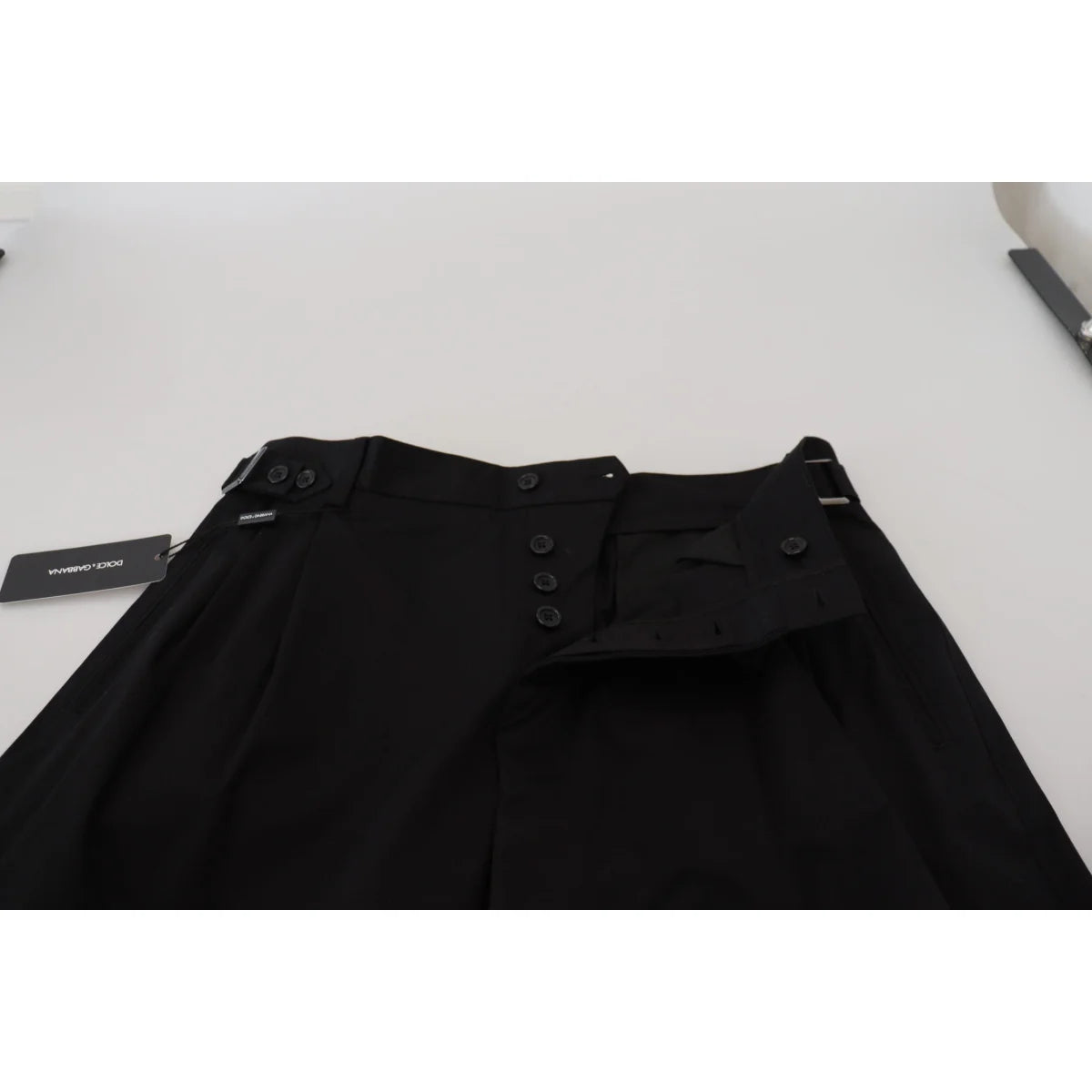 DOLCE & GABBANA Sleek Black Dress Pants with Side Buckle Dolce Gabbana