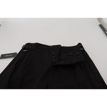 DOLCE & GABBANA Sleek Black Dress Pants with Side Buckle Dolce Gabbana