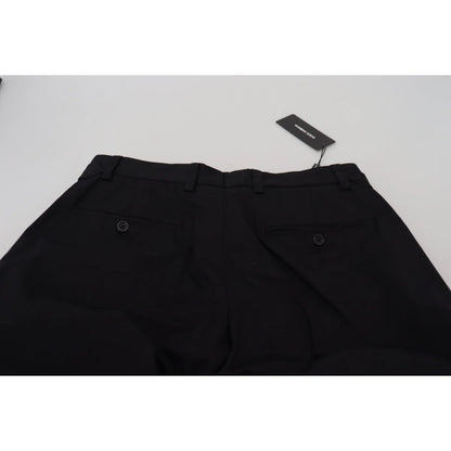 DOLCE & GABBANA Sleek Black Dress Pants with Side Buckle Dolce Gabbana