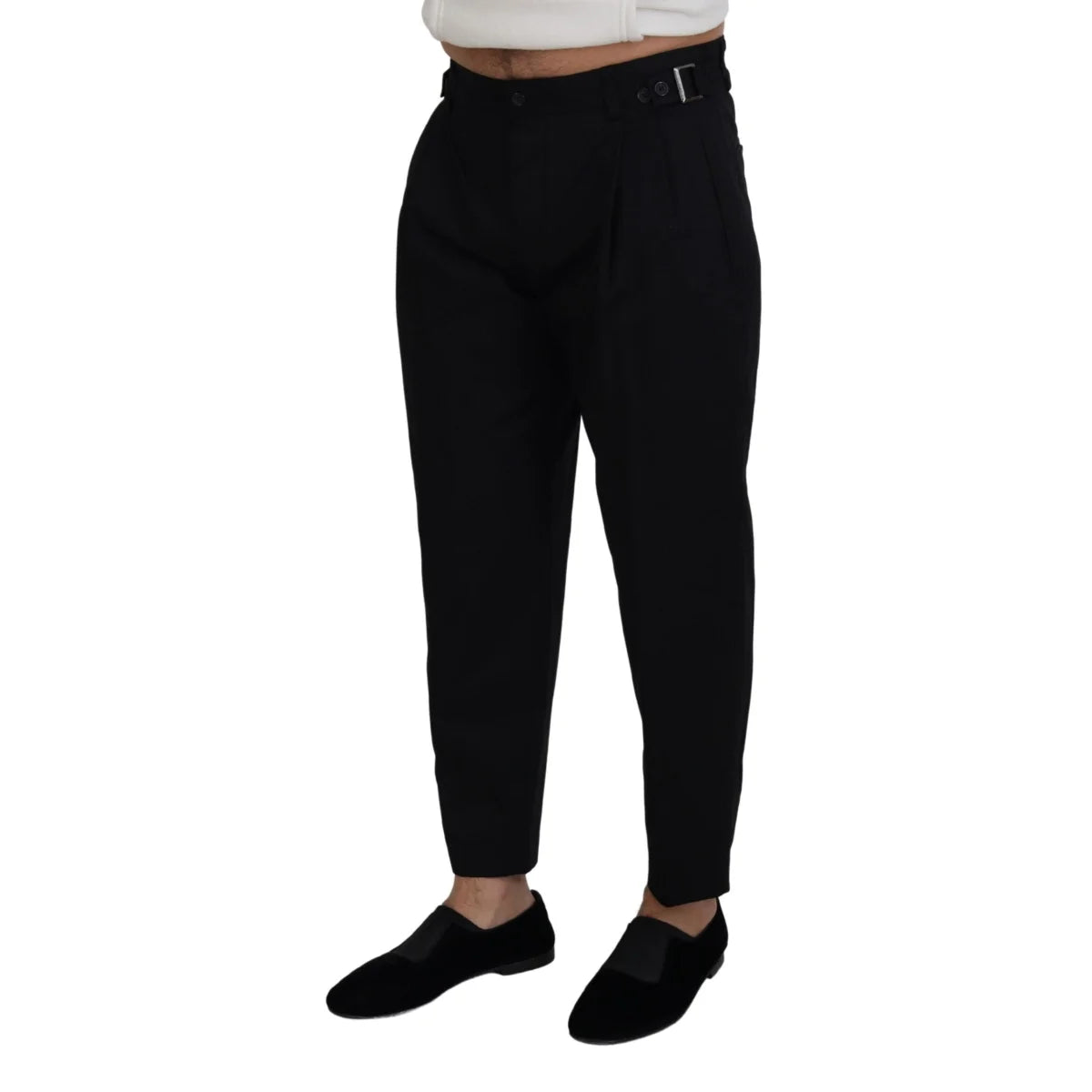 DOLCE & GABBANA Sleek Black Dress Pants with Side Buckle Dolce Gabbana