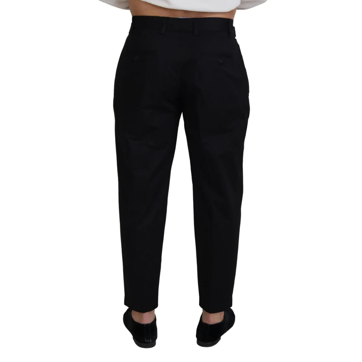 DOLCE & GABBANA Sleek Black Dress Pants with Side Buckle Dolce Gabbana