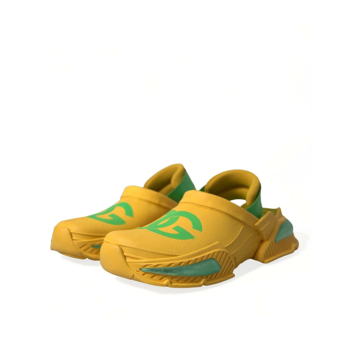 Dolce Gabbana Sleek Green Rubber Sole Clogs Slippers &