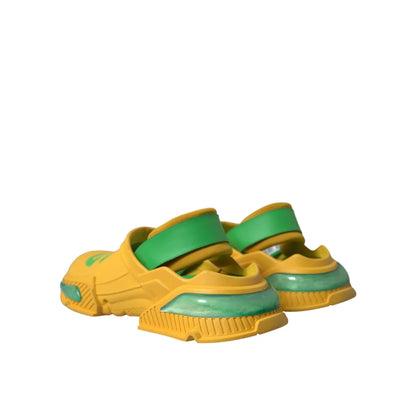 Dolce Gabbana Sleek Green Rubber Sole Clogs Slippers &