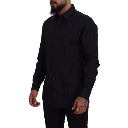 Dolce & Gabbana Slim Fit Black Gold Cotton Shirt