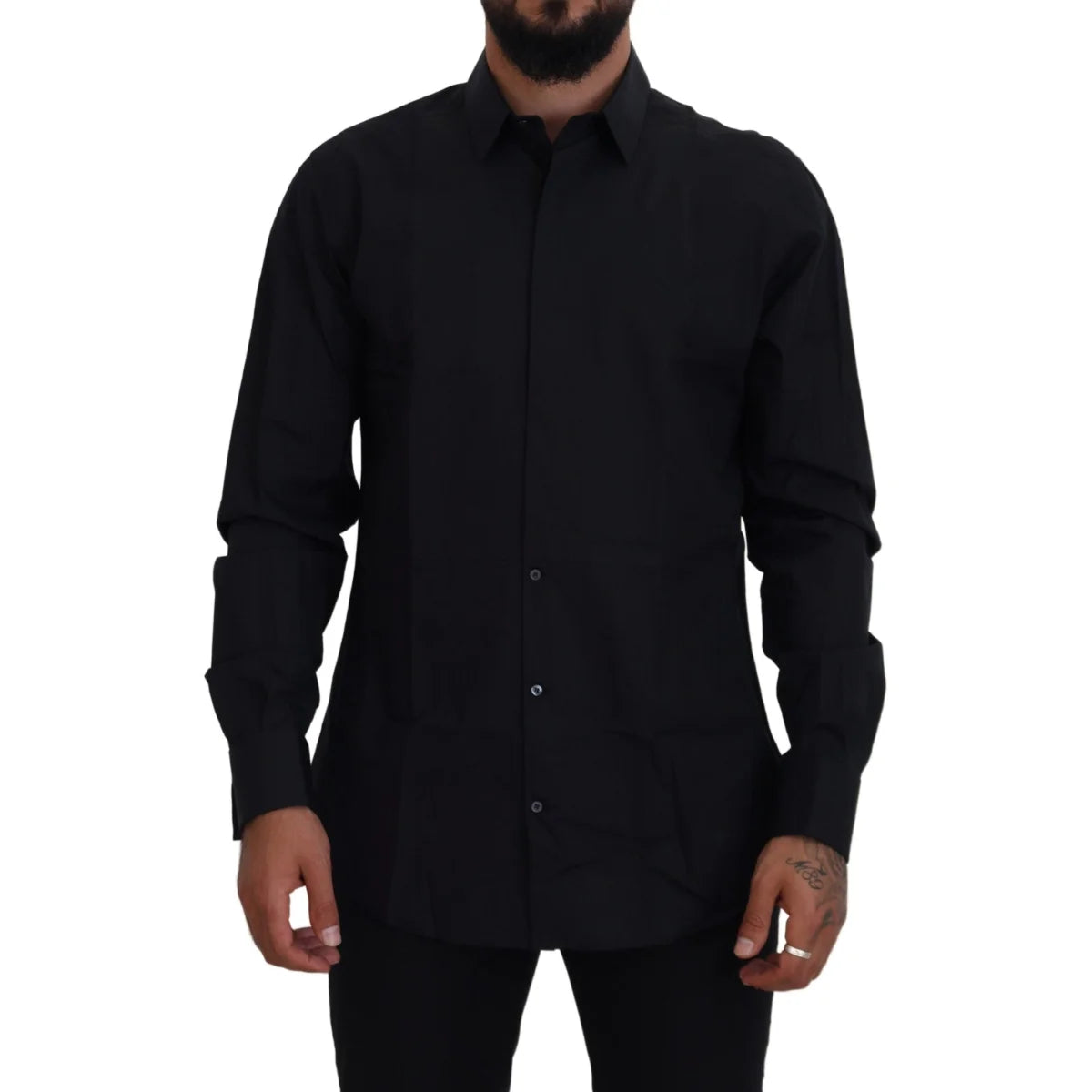 Dolce & Gabbana Slim Fit Black Gold Cotton Shirt