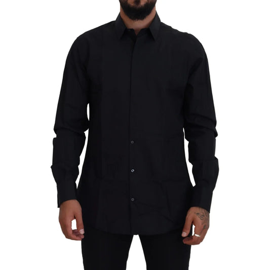 Dolce & Gabbana Slim Fit Black Gold Cotton Shirt