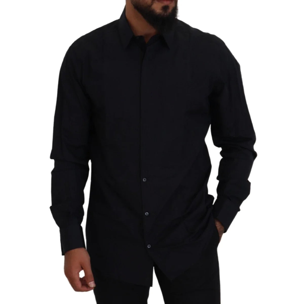 Dolce & Gabbana Slim Fit Black Gold Cotton Shirt