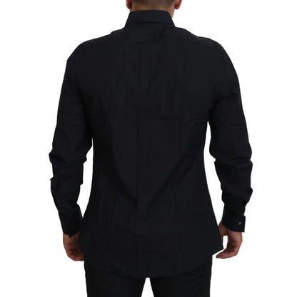 Dolce & Gabbana Slim Fit Black Gold Cotton Shirt