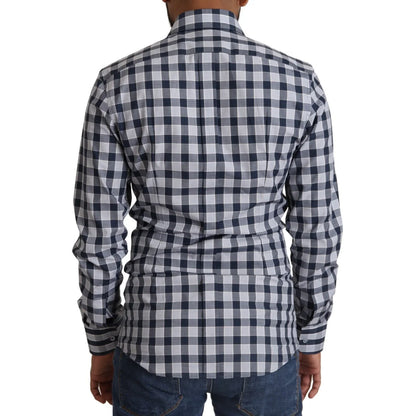 Dolce & Gabbana Slim Fit Blue White Check Cotton Shirt