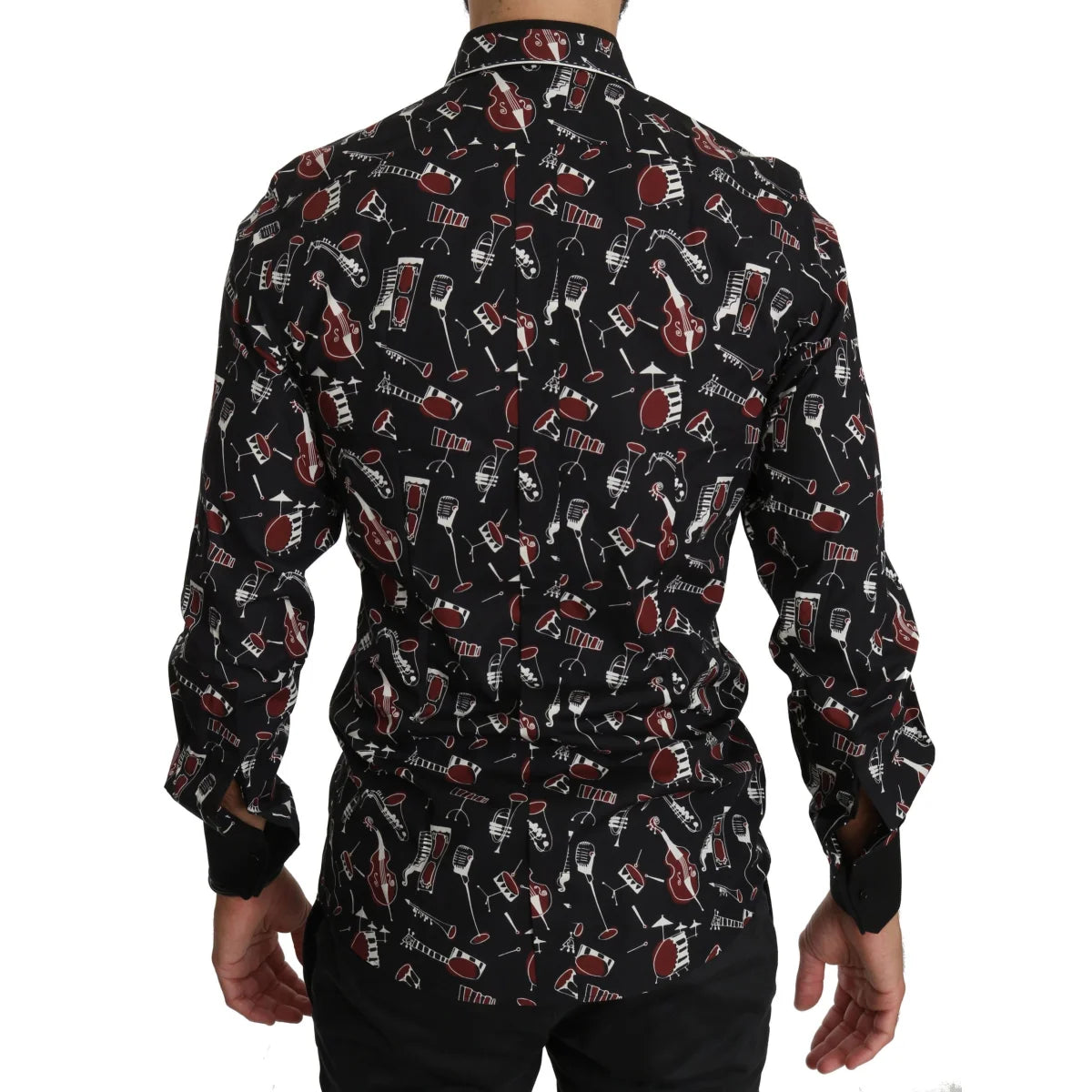 Dolce & Gabbana Slim Fit Casual Shirt with Black Musical Print
