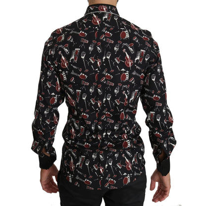 Dolce & Gabbana Slim Fit Casual Shirt with Black Musical Print