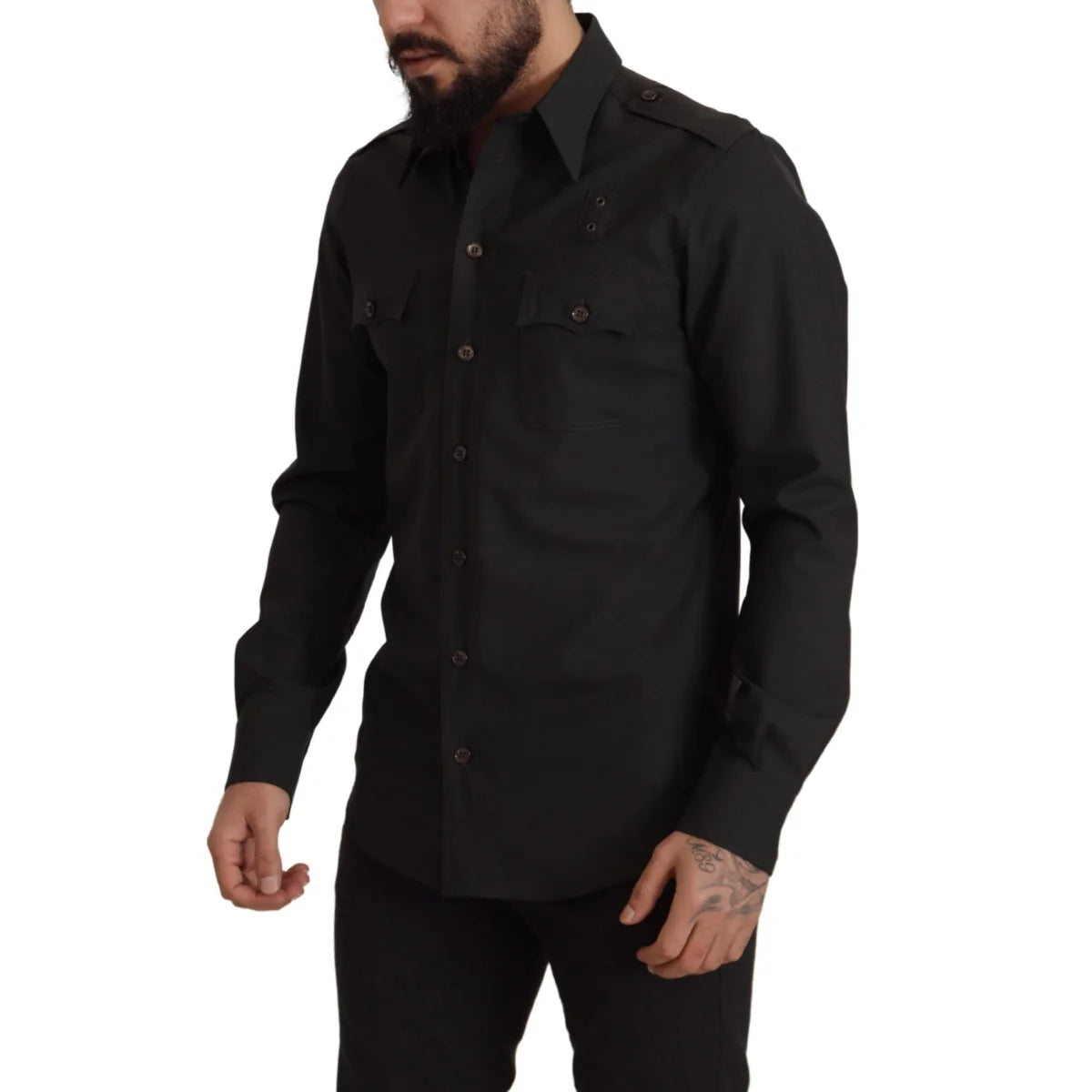 Dolce Gabbana Slim Fit Gold Cotton Shirt Classic Style Long Sleeve &