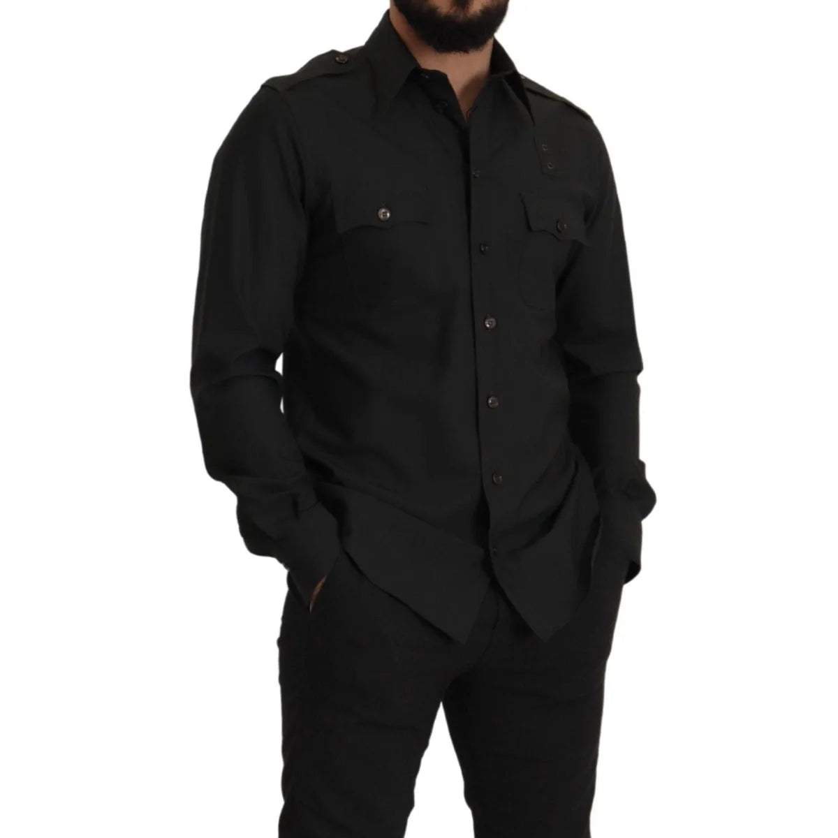 Dolce Gabbana Slim Fit Gold Cotton Shirt Classic Style Long Sleeve &