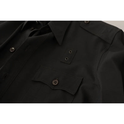 Dolce Gabbana Slim Fit Gold Cotton Shirt Classic Style Long Sleeve &