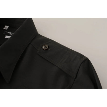 Dolce Gabbana Slim Fit Gold Cotton Shirt Classic Style Long Sleeve &